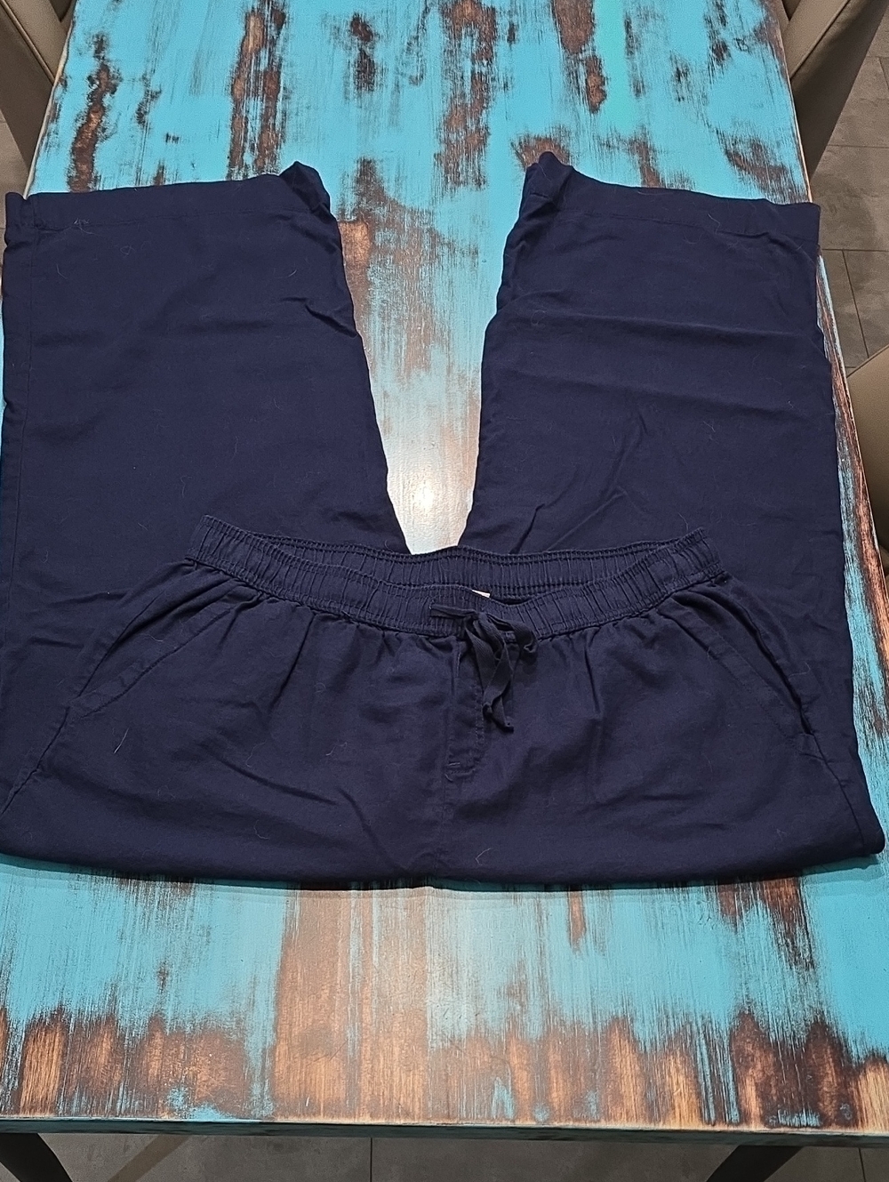 Briggs New York Women's Wide Leg Navy Drawstring Pants